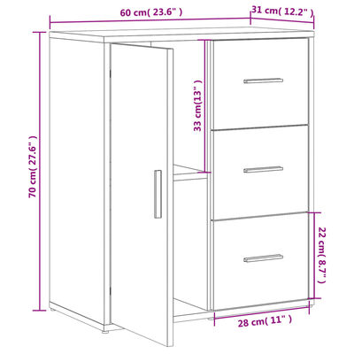 vidaXL Sideboards 2 pcs Grey Sonoma 60x31x70 cm Engineered Wood