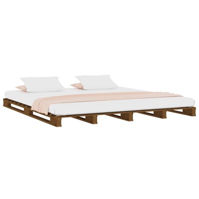 vidaXL Pallet Bed without Mattress Honey Brown 140x190 cm Solid Wood