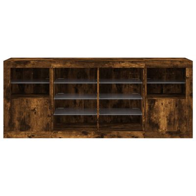 vidaXL Sideboard with LED Lights Smoked Oak 163x37x67 cm