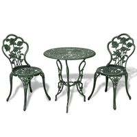 vidaXL 3 Piece Bistro Set Cast Aluminium Green