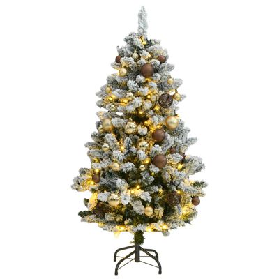 vidaXL Artificial Hinged Christmas Tree 150 LEDs & Ball Set 150 cm