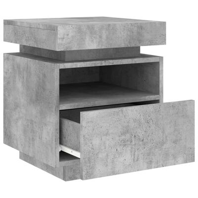 vidaXL Bedside Cabinet with LED Lights Concrete Grey 40x39x48.5 cm