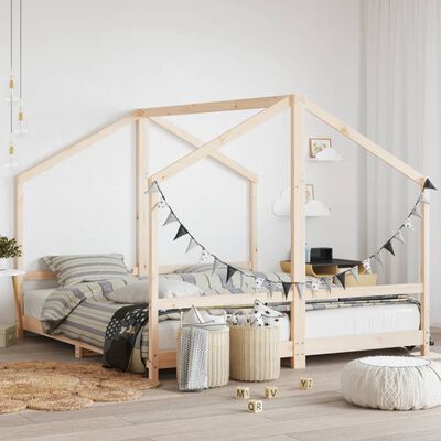 vidaXL Kids Bed Frame 2x(90x200) cm Solid Wood Pine