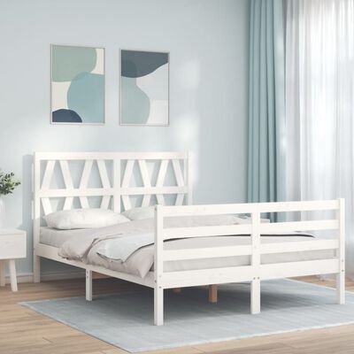 vidaXL Bed Frame without Mattress White Small Double Solid Wood