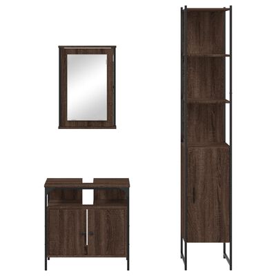 vidaXL 3 Piece Bathroom Furniture Set Brown Oak Engineered Wood