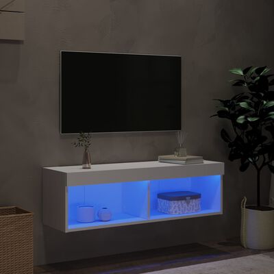 vidaXL TV Cabinet with LED Lights White 100x30x30 cm