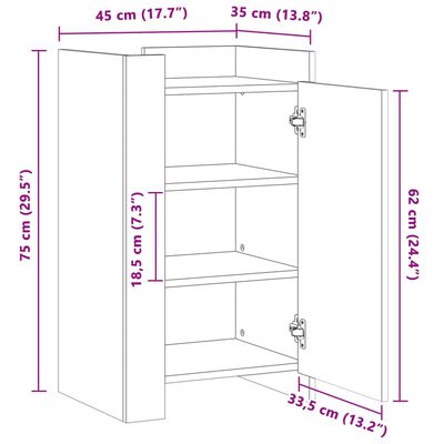 vidaXL Sideboard White 45x35x75 cm Engineered Wood