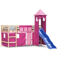 vidaXL Kids' Loft Bed with Tower without Mattress Pink 80x200 cm