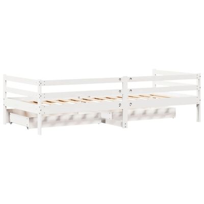 vidaXL Daybed with Drawers without Mattress White 90x200 cm Solid Wood