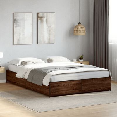 vidaXL Bed Frame without Mattress Brown Oak 150x200 cm King Size