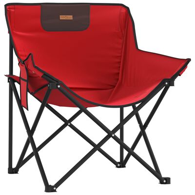 vidaXL Camping Chairs with Pocket Foldable 2 pcs Red