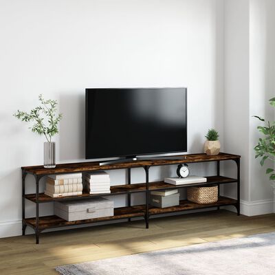 vidaXL TV Cabinet Smoked Oak 180x30x50 cm Engineered Wood and Metal