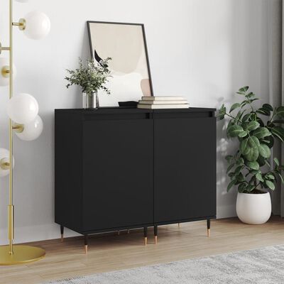 vidaXL Sideboards 2 pcs Black 40x35x70 cm Engineered Wood