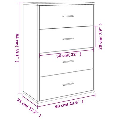 vidaXL Sideboard Grey Sonoma 60x31x84 cm Engineered Wood