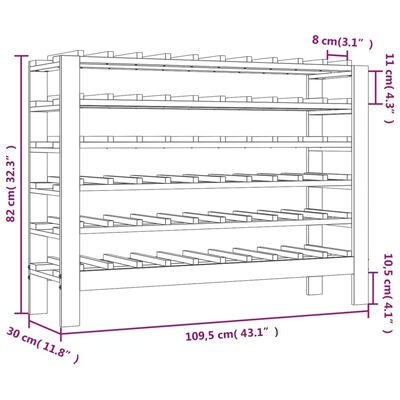 vidaXL Wine Rack 109.5x30x82 cm Solid Wood Pine