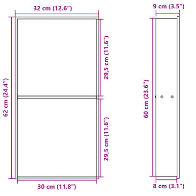 vidaXL Shower Niche Brushed Silver 32x62x9 cm Stainless Steel