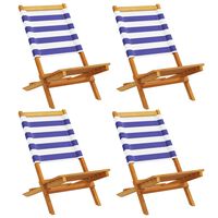 vidaXL Folding Garden Chairs 4 pcs Blue and White Fabric and Solid Wood