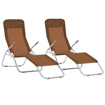 vidaXL Folding Sun Loungers 2 pcs Textilene Taupe