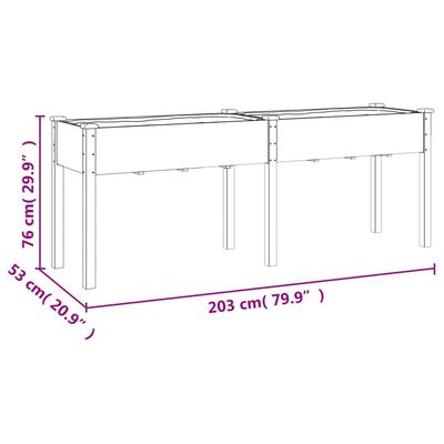 vidaXL Planter with Liner 203x53x76 cm Solid Wood Fir