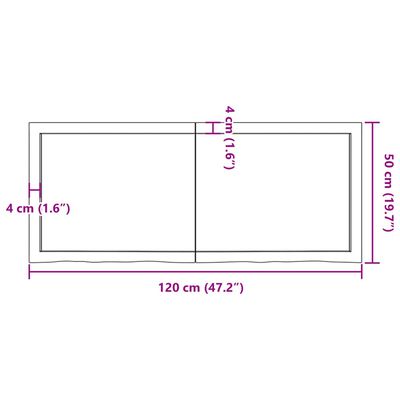 vidaXL Bathroom Countertop Dark Brown 120x50x(2-6) cm Treated Solid Wood