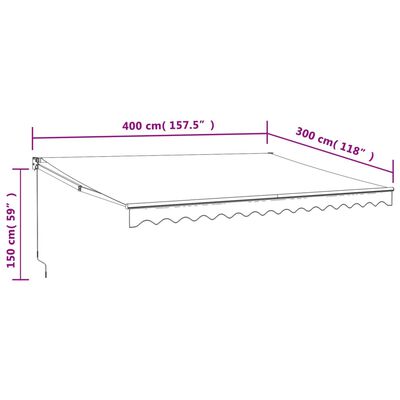 vidaXL Retractable Awning Blue and White 4x3 m Fabric and Aluminium