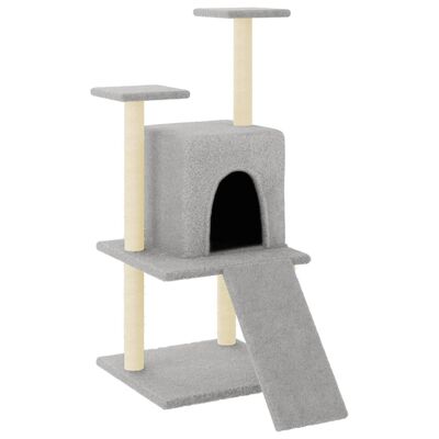 vidaXL Cat Tree with Sisal Scratching Posts Light Grey 110 cm