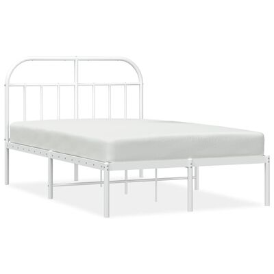 vidaXL Metal Bed Frame without Mattress with Headboard White 135x190 cm Double