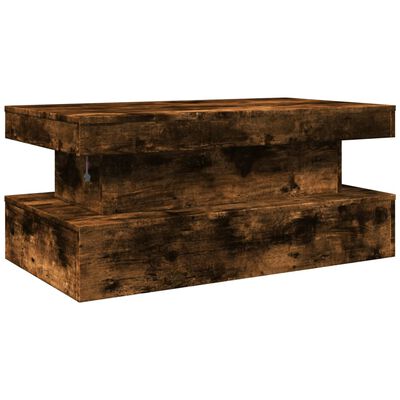 vidaXL Coffee Table with LED Lights Smoked Oak 90x50x40 cm