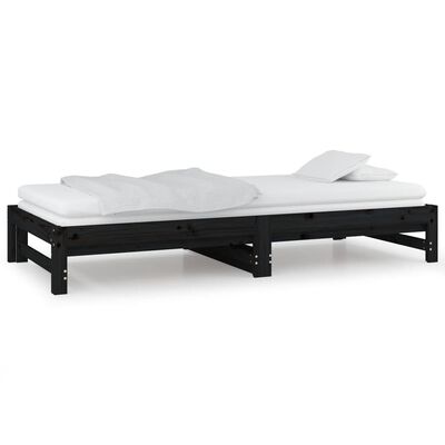 vidaXL Pull-out Day Bed without Mattress Black 2x(90x200) cm