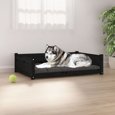 vidaXL Dog Bed Black 105.5x75.5x28 cm Solid Pine Wood