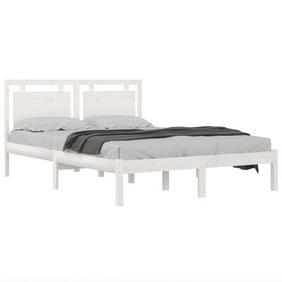 vidaXL Bed Frame without Mattress White 120x190 cm Small Double Solid Wood