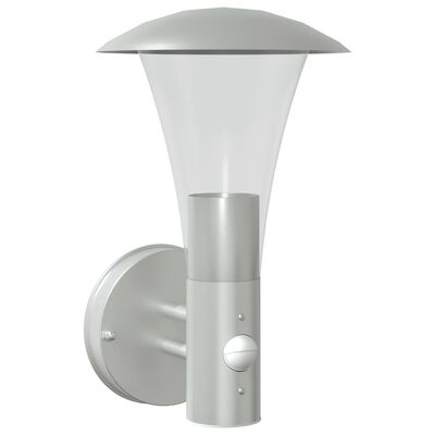 vidaXL Outdoor Wall Light with Sensor Silver Stainless Steel