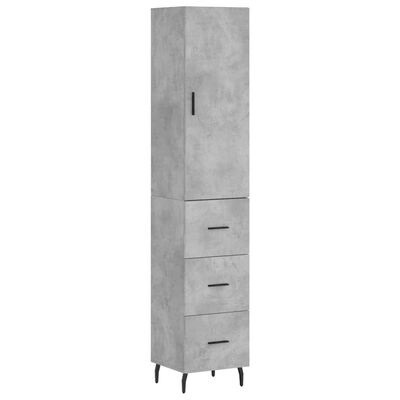 vidaXL Highboard Concrete Grey 34.5x34x180 cm Engineered Wood