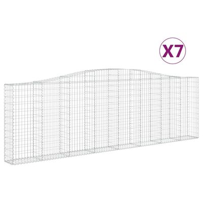 vidaXL Arched Gabion Baskets 7 pcs 400x30x120/140 cm Galvanised Iron