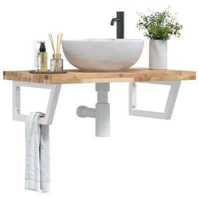 vidaXL Basin Shelf Wall Mounted Steel and Solid Wood Acacia