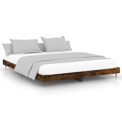 vidaXL Bed Frame without Mattress Smoked Oak 150x200 cm King Size Engineered Wood