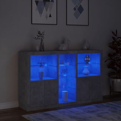 vidaXL Sideboard with LED Lights Concrete Grey 162x37x100 cm