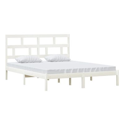 vidaXL Bed Frame without Mattress White Solid Wood 160x200 cm (810028+814205)