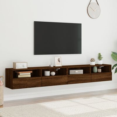 vidaXL TV Wall Cabinets 2 pcs Brown Oak 100x30x30 cm Engineered Wood