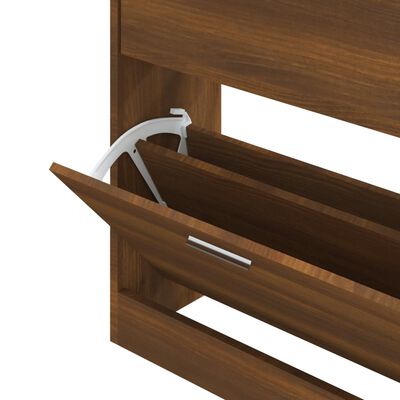 vidaXL Shoe Cabinet Brown Oak 63x24x81 cm Engineered Wood