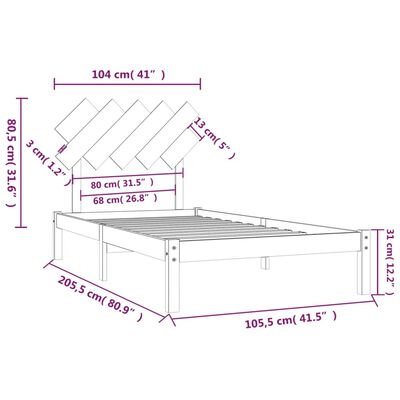 vidaXL Bed Frame without Mattress White 100x200 cm Solid Wood