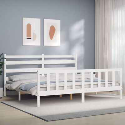 vidaXL Bed Frame without Mattress White 200x200 cm Solid Wood Pine