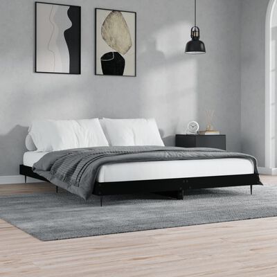 vidaXL Bed Frame without Mattress Black 140x200 cm Engineered Wood