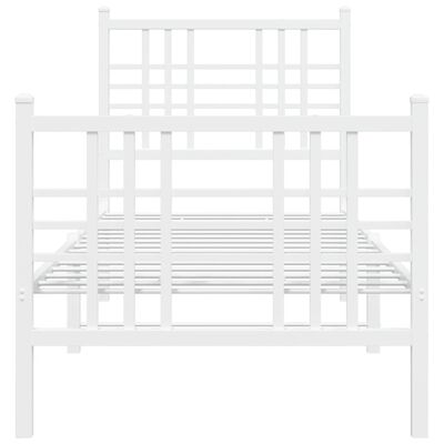 vidaXL Metal Bed Frame without Mattress with Footboard White 75x190 cm Small Single