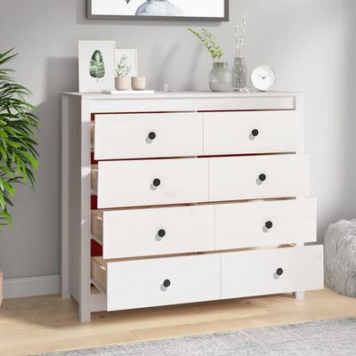 vidaXL Side Cabinet White 100x40x90 cm Solid Wood Pine