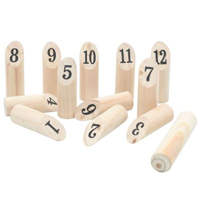 vidaXL 13 Piece Number Kubb Game Set with Carrying Bag Solid Pine Wood