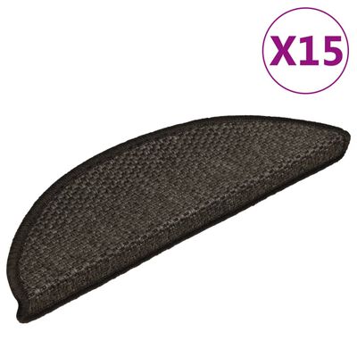 vidaXL Self-adhesive Stair Mats Sisal-Look 15 pcs 56x20 cm Anthracite