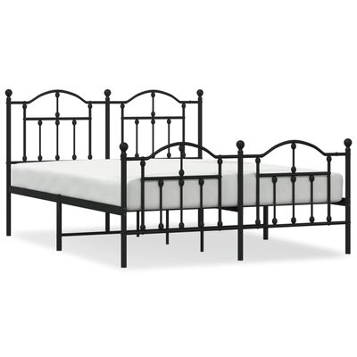 vidaXL Metal Bed Frame without Mattress with Footboard Black 140x190 cm