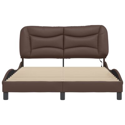 vidaXL Bed Frame with LED without Mattress Brown 140x200 cm