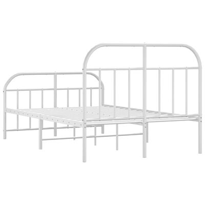 vidaXL Metal Bed Frame without Mattress with Footboard White 120x200 cm